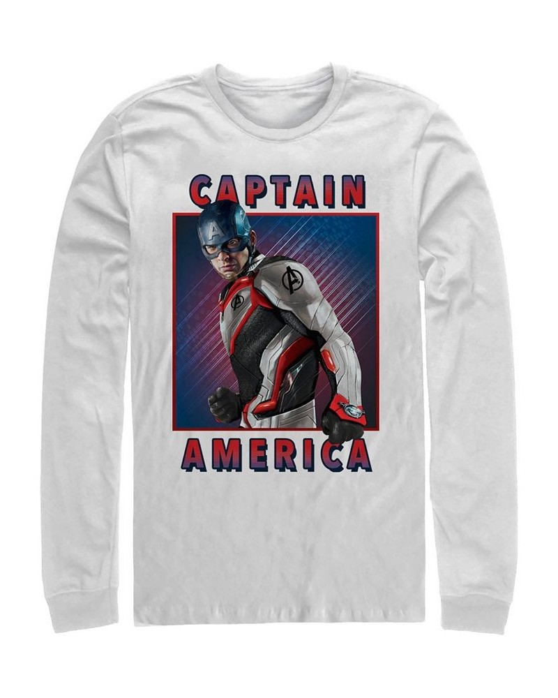 Marvel Men's Avengers Endgame Captain America Portrait, Long Sleeve T-shirt White $18.40 T-Shirts