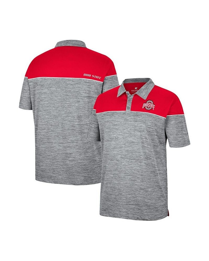 Men's Heathered Gray, Scarlet Ohio State Buckeyes Birdie Polo Shirt $31.19 Polo Shirts