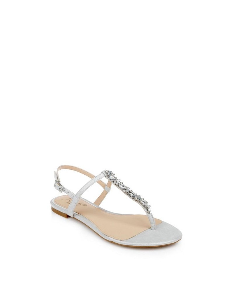 Women's Dafina Flat Evening Sandals Silver $46.87 Shoes