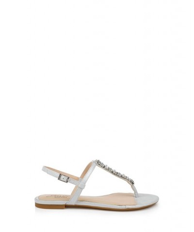 Women's Dafina Flat Evening Sandals Silver $46.87 Shoes