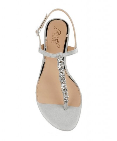 Women's Dafina Flat Evening Sandals Silver $46.87 Shoes