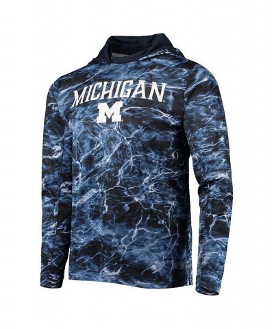 Men's Navy Michigan Wolverines Mossy Oak SPF 50 Performance Long Sleeve Hoodie T-shirt $34.44 T-Shirts