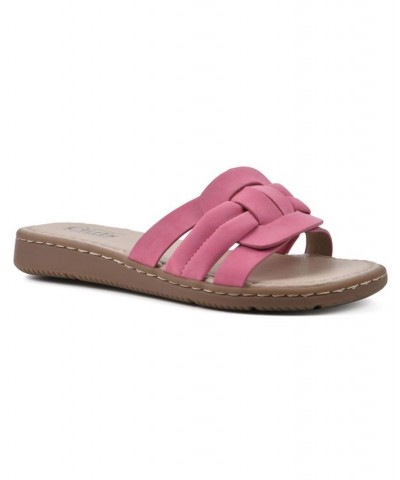 Women's Squarely Slide Comfort Sandal Pink $25.96 Shoes