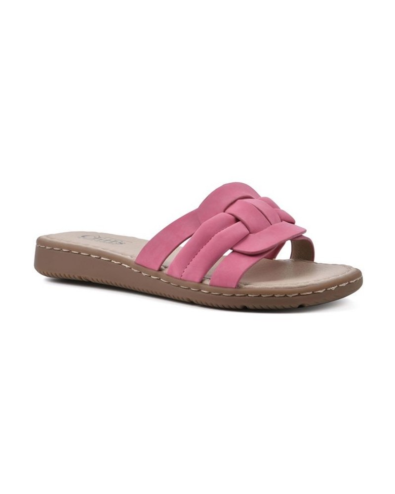 Women's Squarely Slide Comfort Sandal Pink $25.96 Shoes