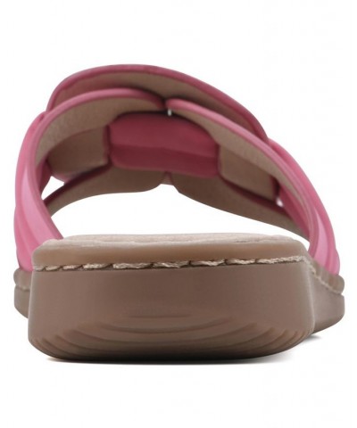 Women's Squarely Slide Comfort Sandal Pink $25.96 Shoes