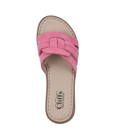 Women's Squarely Slide Comfort Sandal Pink $25.96 Shoes