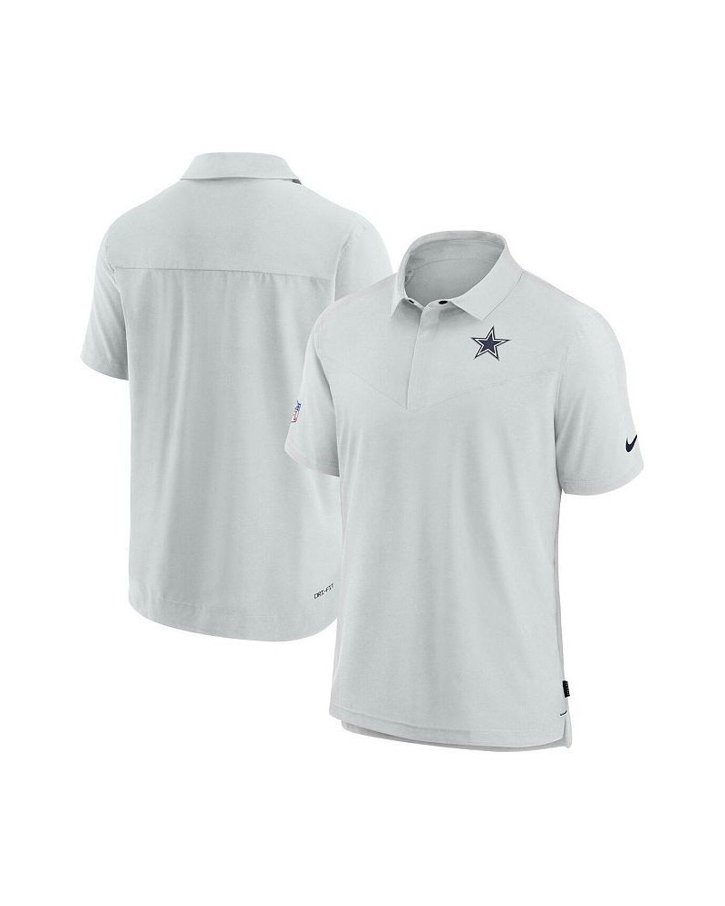 Men's White Dallas Cowboys Sideline Lockup Performance Polo Shirt $45.00 Polo Shirts