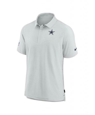 Men's White Dallas Cowboys Sideline Lockup Performance Polo Shirt $45.00 Polo Shirts