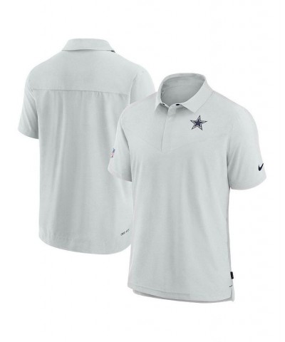 Men's White Dallas Cowboys Sideline Lockup Performance Polo Shirt $45.00 Polo Shirts