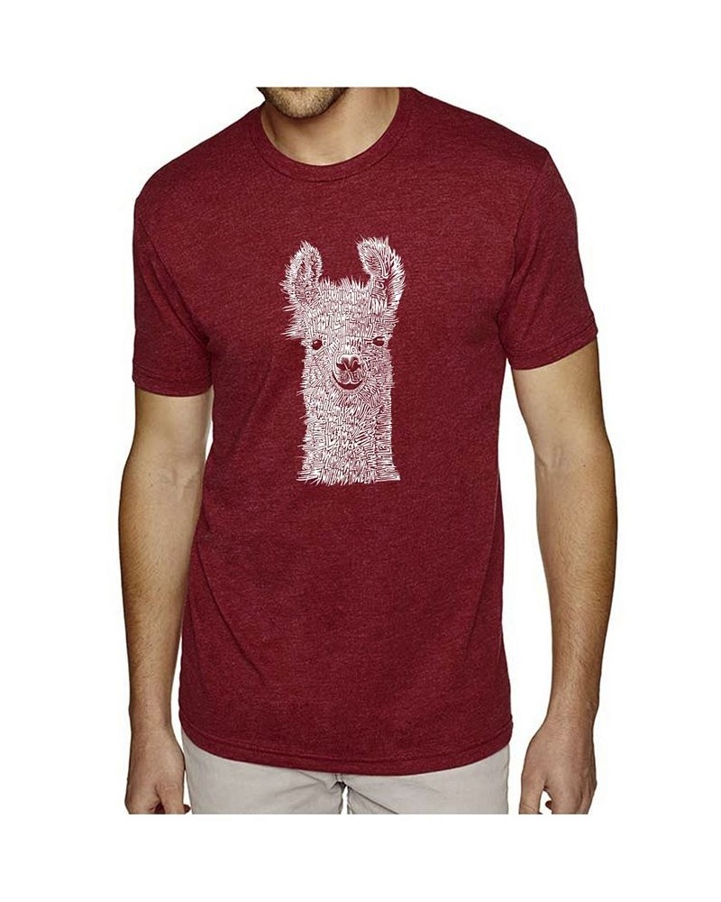 Mens Premium Blend Word Art T-Shirt - Llama Red $24.29 T-Shirts