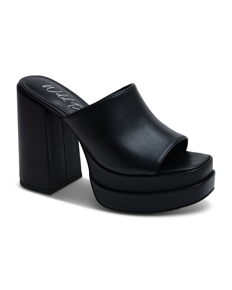 Ofelia Double Platform Slide Sandals Black $32.60 Shoes