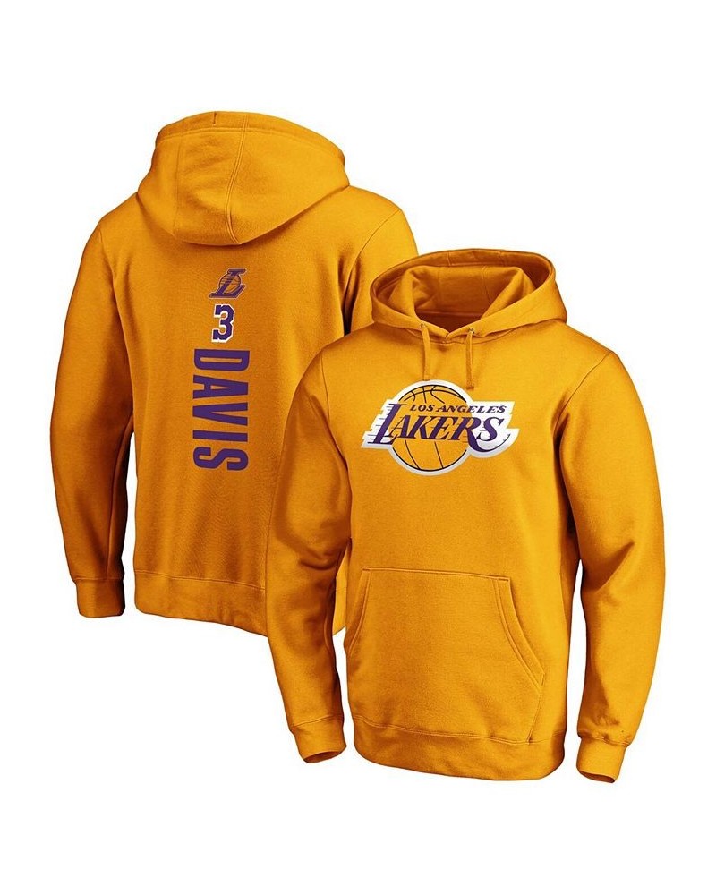 Men's Anthony Davis Gold Los Angeles Lakers Team Playmaker Name and Number Pullover Hoodie $34.97 Sweatshirt