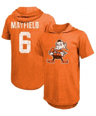 Men's Baker Mayfield Orange Cleveland Browns Player Name Number Tri-Blend Hoodie T-shirt $29.06 T-Shirts