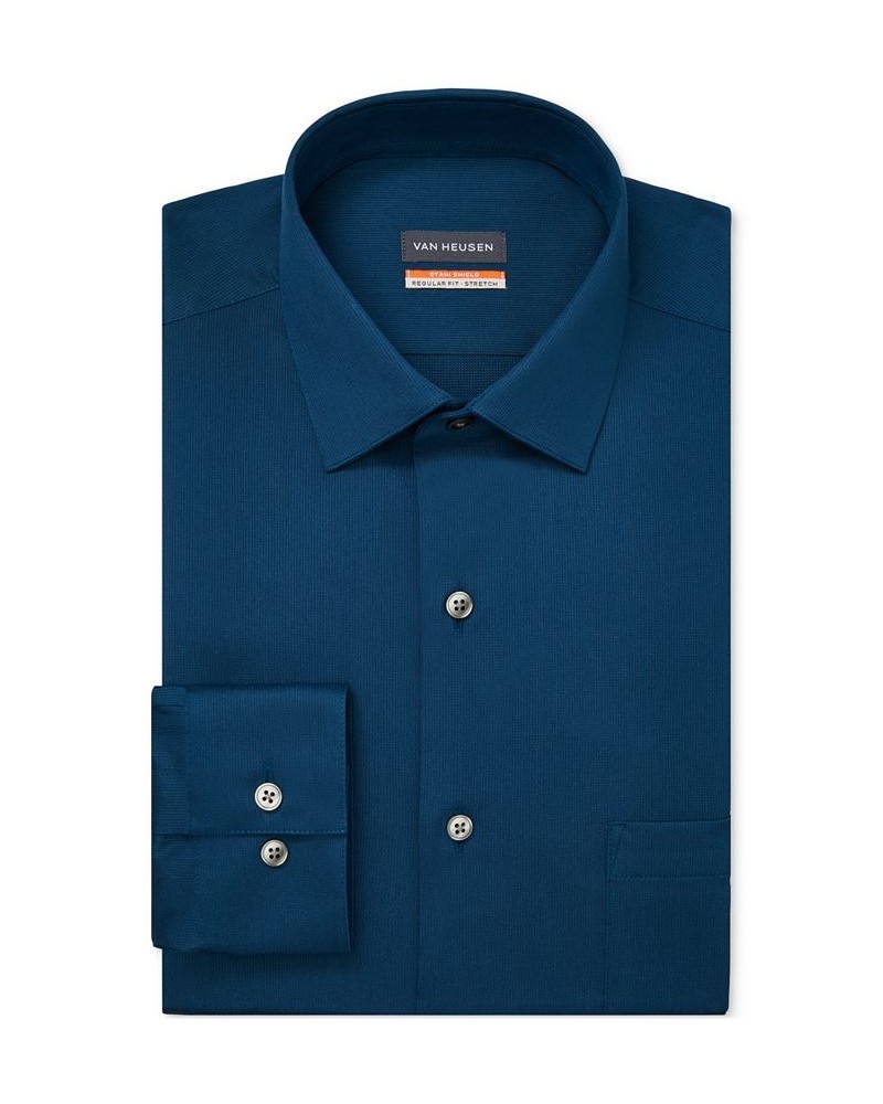 Men's Stain Shield Regular Fit Dress Shirt Blue $16.88 Dress Shirts