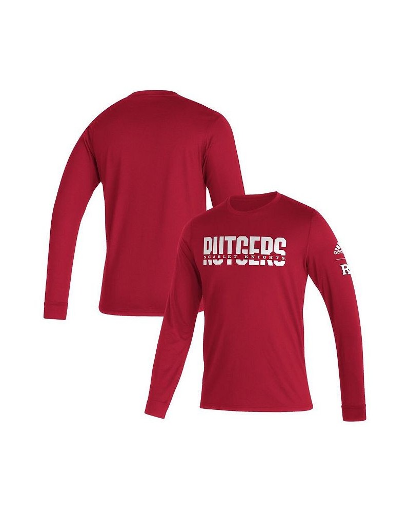 Men's Scarlet Rutgers Scarlet Knights Sideline Locker Strikethrough Creator AEROREADY Long Sleeve T-shirt $25.51 T-Shirts