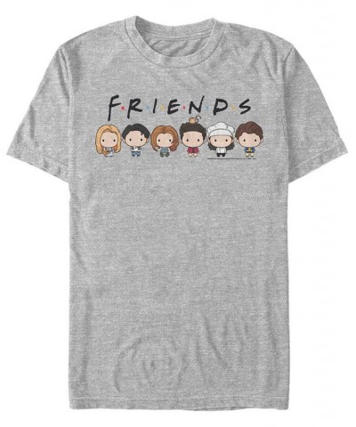 Men's Friends Chibi Friends Short Sleeve T-shirt Gray $18.89 T-Shirts