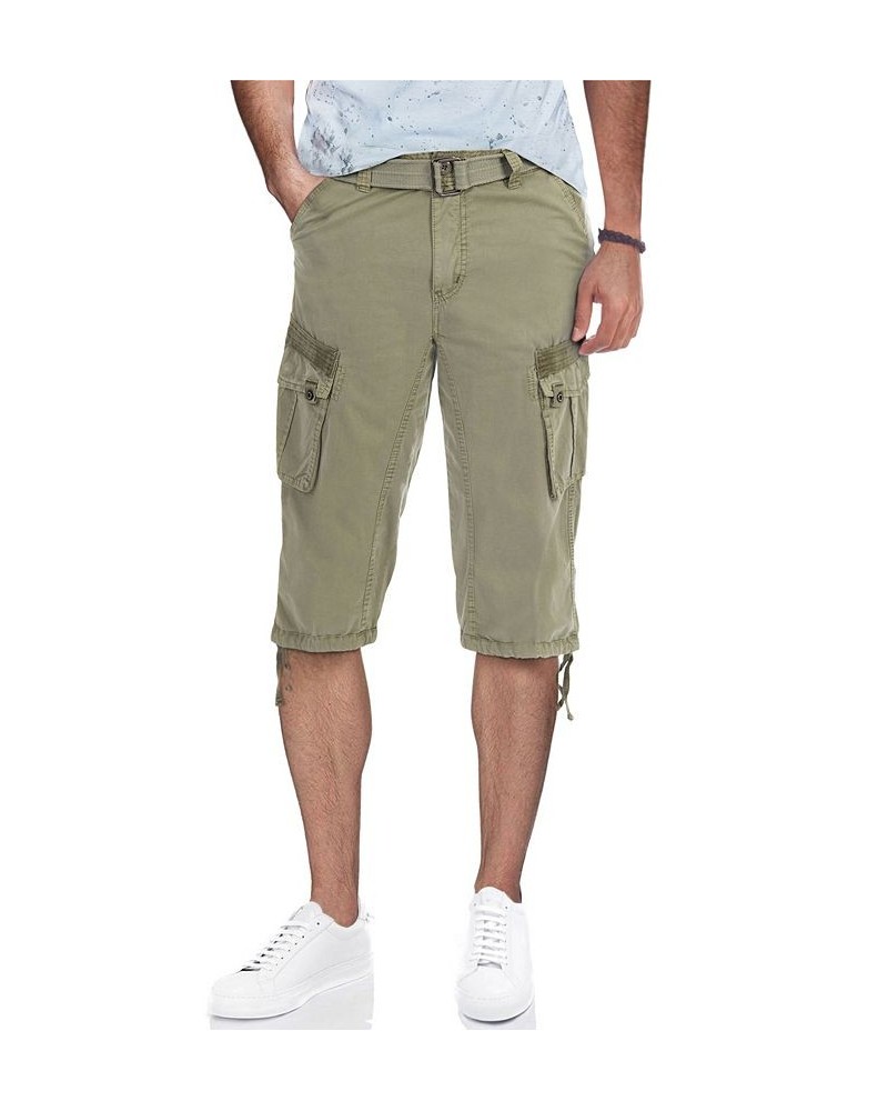 Men's Belted Capri Cargo Shorts Leaf Green $23.75 Shorts