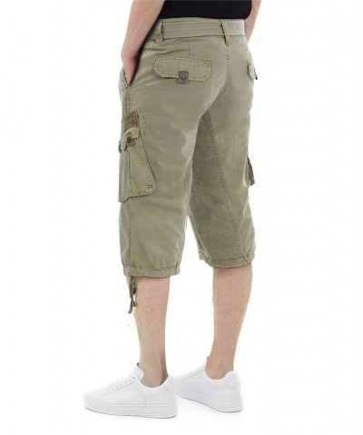 Men's Belted Capri Cargo Shorts Leaf Green $23.75 Shorts