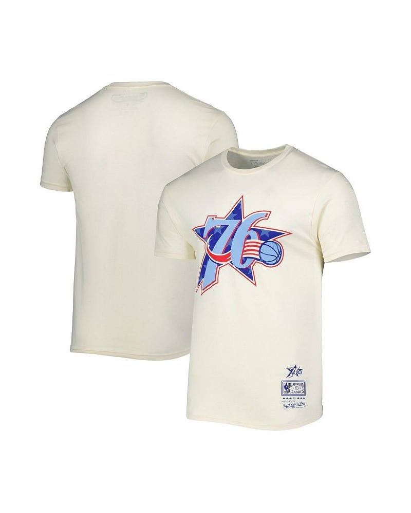 Men's Cream Philadelphia 76ers Hardwood Classics Americana Freedom T-shirt $20.24 T-Shirts