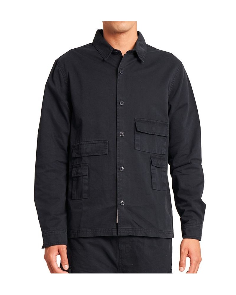 Men's Multi-Pocket Cotton Over-Shirt Blue $45.00 Shirts