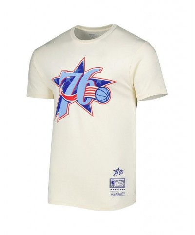 Men's Cream Philadelphia 76ers Hardwood Classics Americana Freedom T-shirt $20.24 T-Shirts