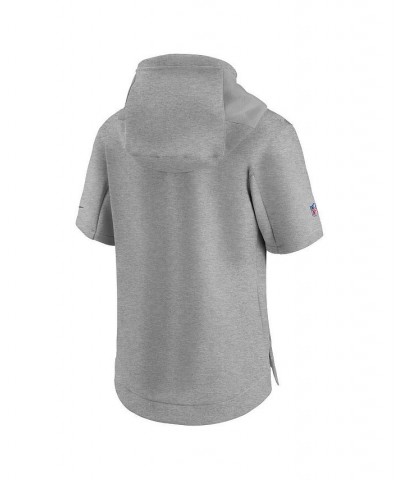 Men's Heathered Gray New Orleans Saints Sideline Showout Short Sleeve Full-Zip Hoodie Jacket $57.60 Jackets