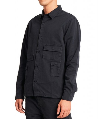 Men's Multi-Pocket Cotton Over-Shirt Blue $45.00 Shirts