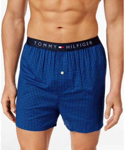 Men's Flag Logo Printed Cotton Boxers Navy Check $18.02 Underwear