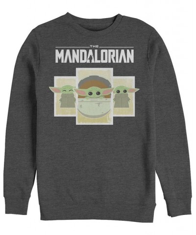 Men's Star Wars Mandalorian Child Boxes Crew Fleece Pullover T-shirt Gray $31.87 T-Shirts