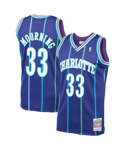 Men's Alonzo Mourning Purple Charlotte Hornets 1994-95 Hardwood Classics Swingman Jersey $52.17 Jersey