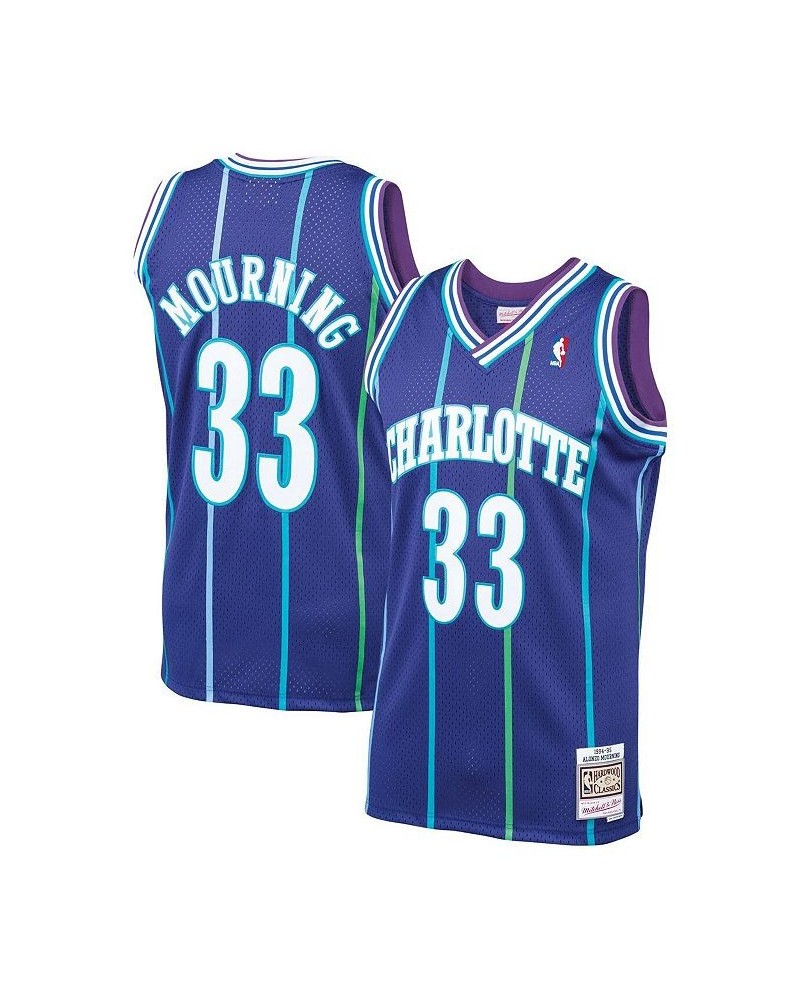 Men's Alonzo Mourning Purple Charlotte Hornets 1994-95 Hardwood Classics Swingman Jersey $52.17 Jersey