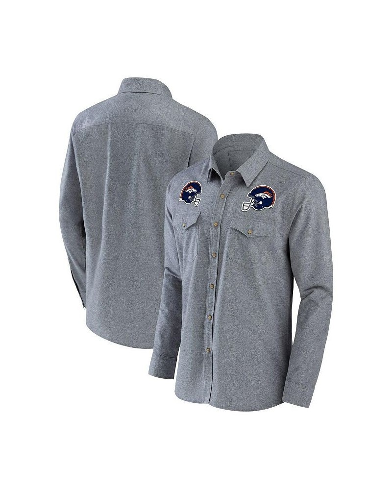 Men's NFL x Darius Rucker Collection by Gray Denver Broncos Chambray Button-Up Long Sleeve Shirt $34.09 Shirts