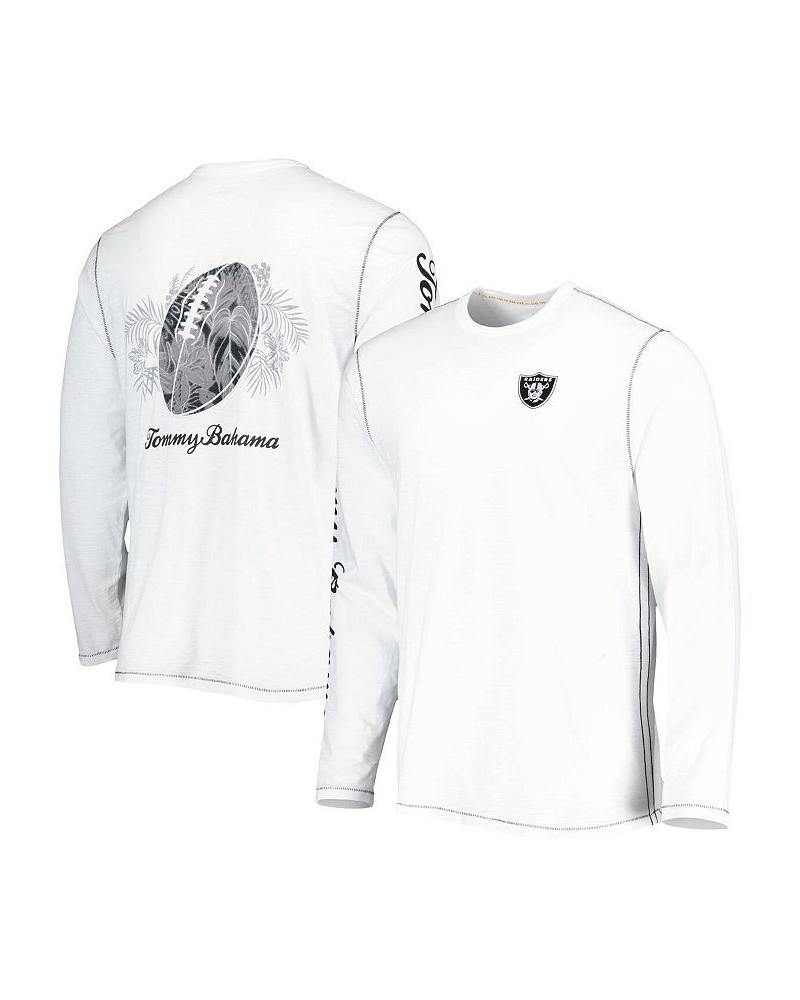 Men's White Las Vegas Raiders Laces Out Billboard Long Sleeve T-shirt $50.59 T-Shirts