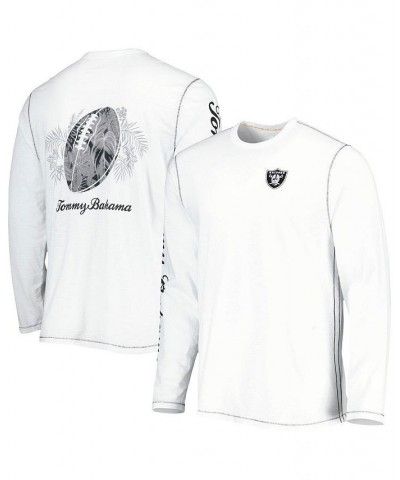 Men's White Las Vegas Raiders Laces Out Billboard Long Sleeve T-shirt $50.59 T-Shirts