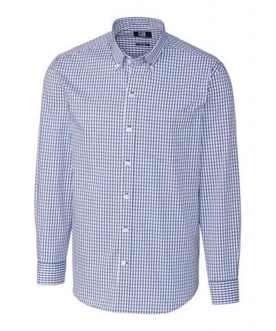 Men's Long Sleeve Stretch Gingham Shirt Blue $34.10 Shirts