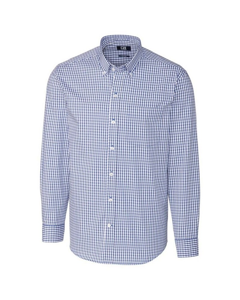 Men's Long Sleeve Stretch Gingham Shirt Blue $34.10 Shirts