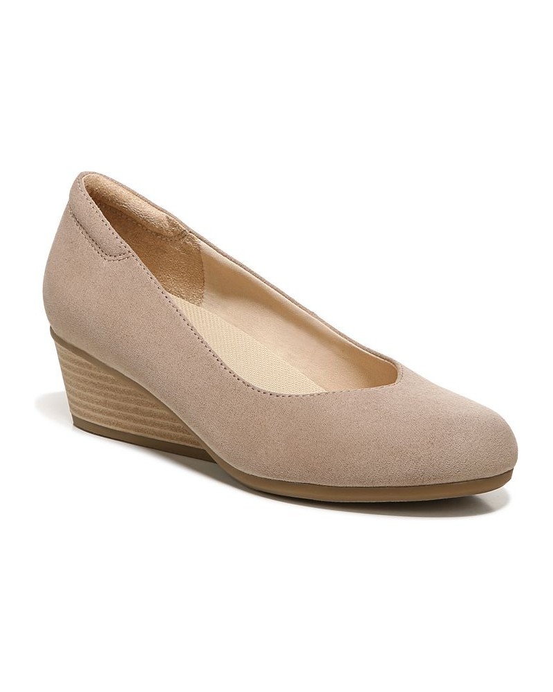 Women's Be Ready Wedge Pumps Taupe Microfiber $41.60 Shoes