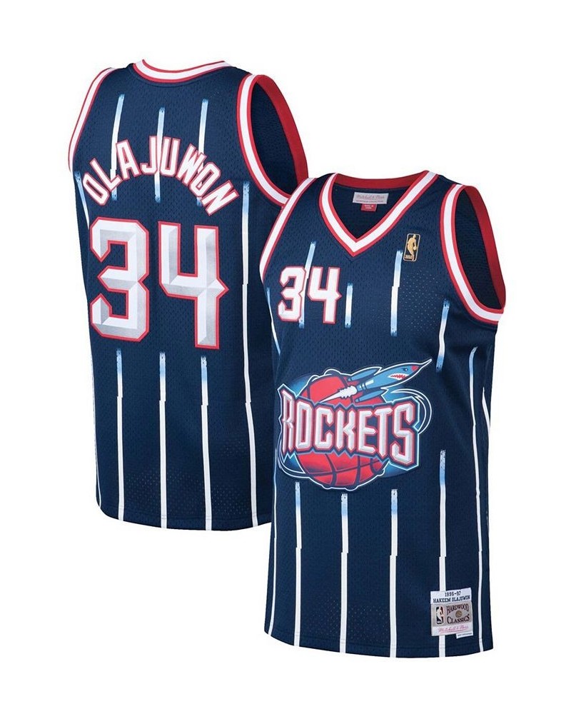 Men's Hakeem Olajuwon Navy Houston Rockets 1996-97 Hardwood Classics Swingman Jersey $34.24 Jersey