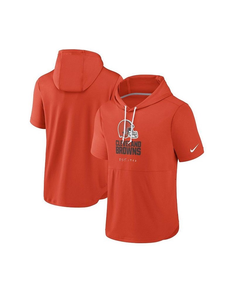 Men's Orange Cleveland Browns Short Sleeve Pullover Hoodie $29.40 Sweatshirt