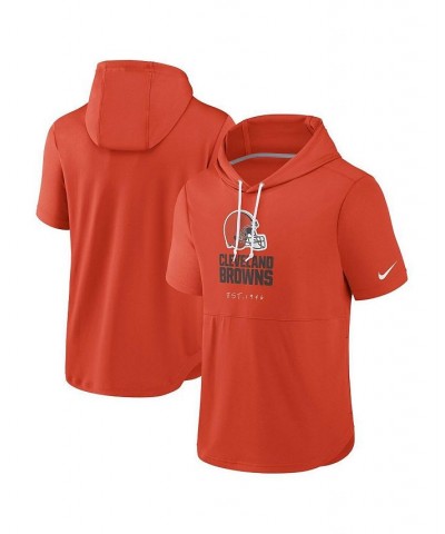 Men's Orange Cleveland Browns Short Sleeve Pullover Hoodie $29.40 Sweatshirt