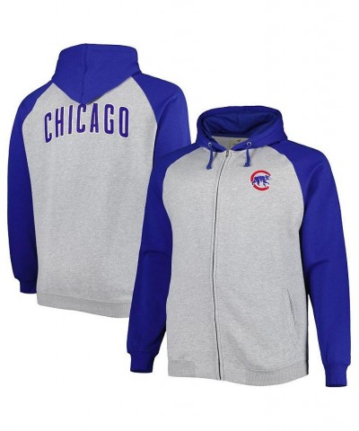 Men's Heather Gray, Royal Chicago Cubs Big and Tall Raglan Hoodie Full-Zip Sweatshirt $41.40 Sweatshirt