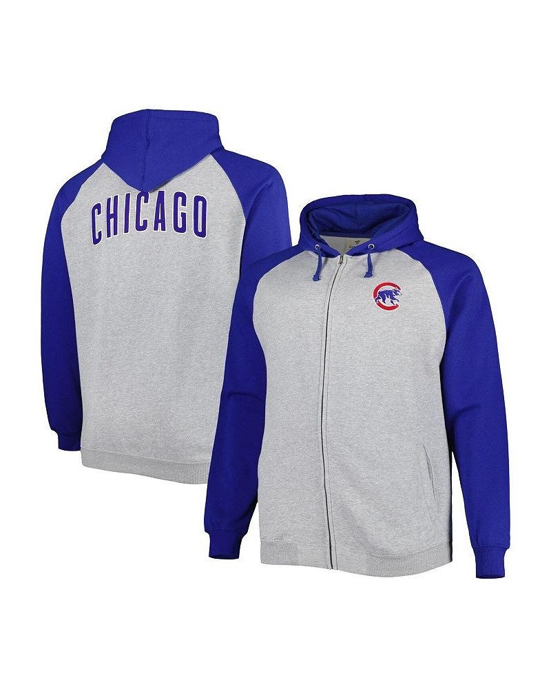 Men's Heather Gray, Royal Chicago Cubs Big and Tall Raglan Hoodie Full-Zip Sweatshirt $41.40 Sweatshirt