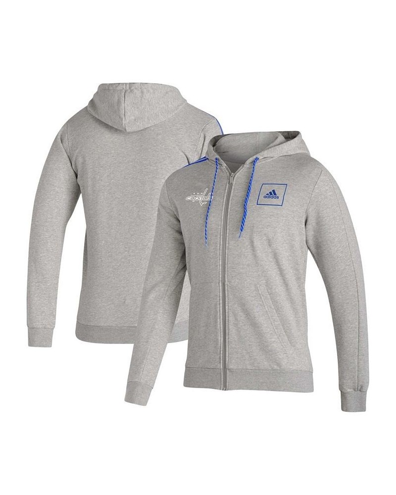 Men's Heathered Gray Washington Capitals 3-Stripe Tape Full-Zip Track Jacket $31.98 Jackets