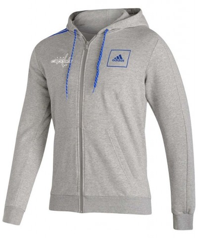 Men's Heathered Gray Washington Capitals 3-Stripe Tape Full-Zip Track Jacket $31.98 Jackets