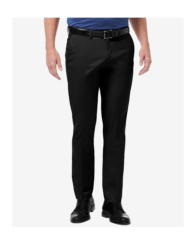 Men's Premium No Iron Khaki Slim-Fit Flat Front Pants Black $23.10 Pants