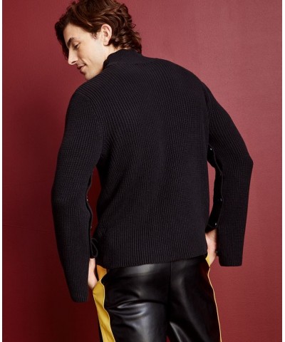 Men's Relaxed-Fit Buttoned-Sleeve Turtleneck Sweater Black $24.32 Sweaters