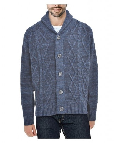 Men's Shawl Collar Cable Knit Cardigan PD04 $26.40 Sweaters