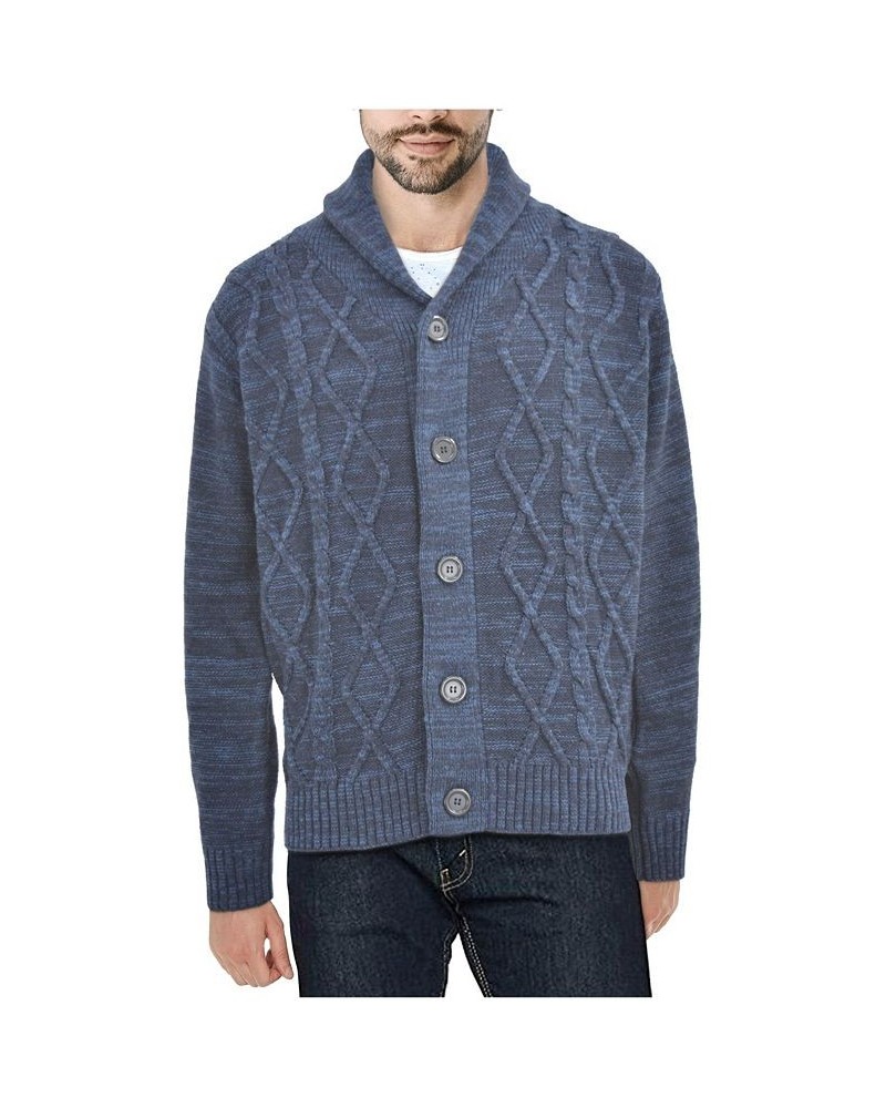 Men's Shawl Collar Cable Knit Cardigan PD04 $26.40 Sweaters