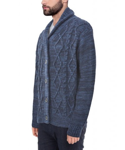 Men's Shawl Collar Cable Knit Cardigan PD04 $26.40 Sweaters