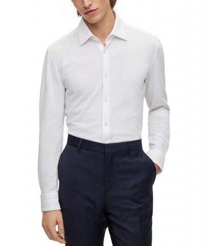 BOSS by Men's Slim-Fit Cotton Pique Jersey Shirt White $58.74 Dress Shirts